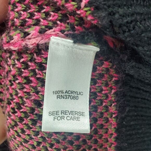 Cato Knit Sweater Womens Plus 22/24W Square Neck Black Pink Floral Long Sleeve - Picture 5 of 9